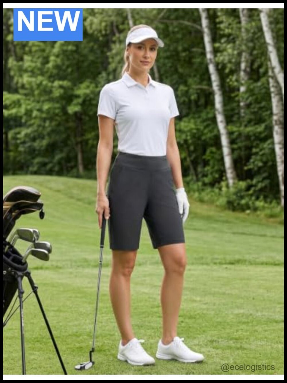 9-Inch Bermuda Golf Shorts High Waisted 3 Pockets Stretchy
